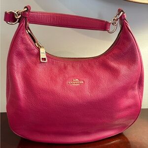 Coach Fuchsia Leather Hobo Bag